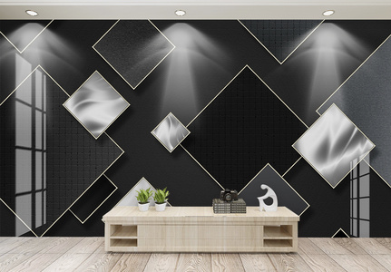 现代简约灰色系几何抽象色块背景墙图片