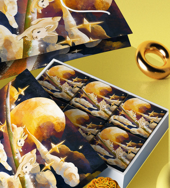 中秋月饼包装礼盒设计样机图片