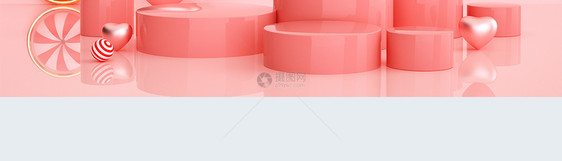 粉色浪漫C4D立体电商七夕促销活动web首屏页面图片
