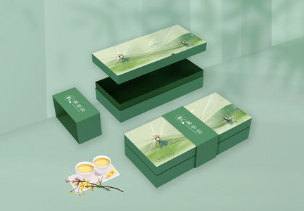 茶叶礼盒包装VI样机图片