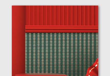 红色中国风国潮C4D618海报背景图片