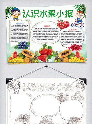 卡通形状认识水果知识卡通小报模板