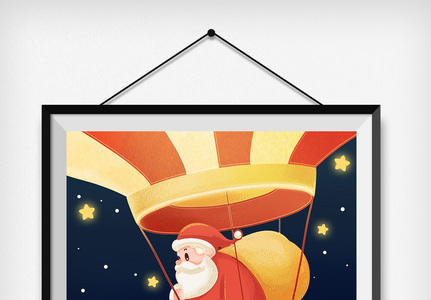 圣诞节插画圣诞热气球高清图片