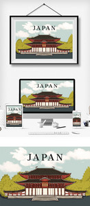 日本建筑插画旅游海报素材元素图片
