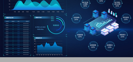 蓝色大气企业大数据网页模板图片