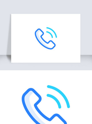 线性蓝色电话机联系手机APP软件图标模板