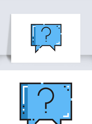 一堆问号网站蓝色问号标题框图标模板