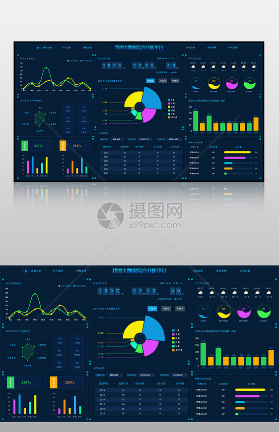 深色数据可视化后台界面图片