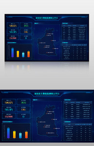扁平化深色数据可视化网页设计模板图片