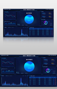 蓝色简约大数据可视化界面图片