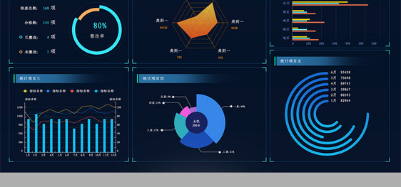 深色数据可视化网页设计模板图片