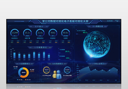 公司数据可视化电子看板可视化大屏界面高清图片