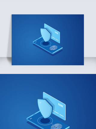 蓝色2.5d简约大气金融手机安全矢量图标图片