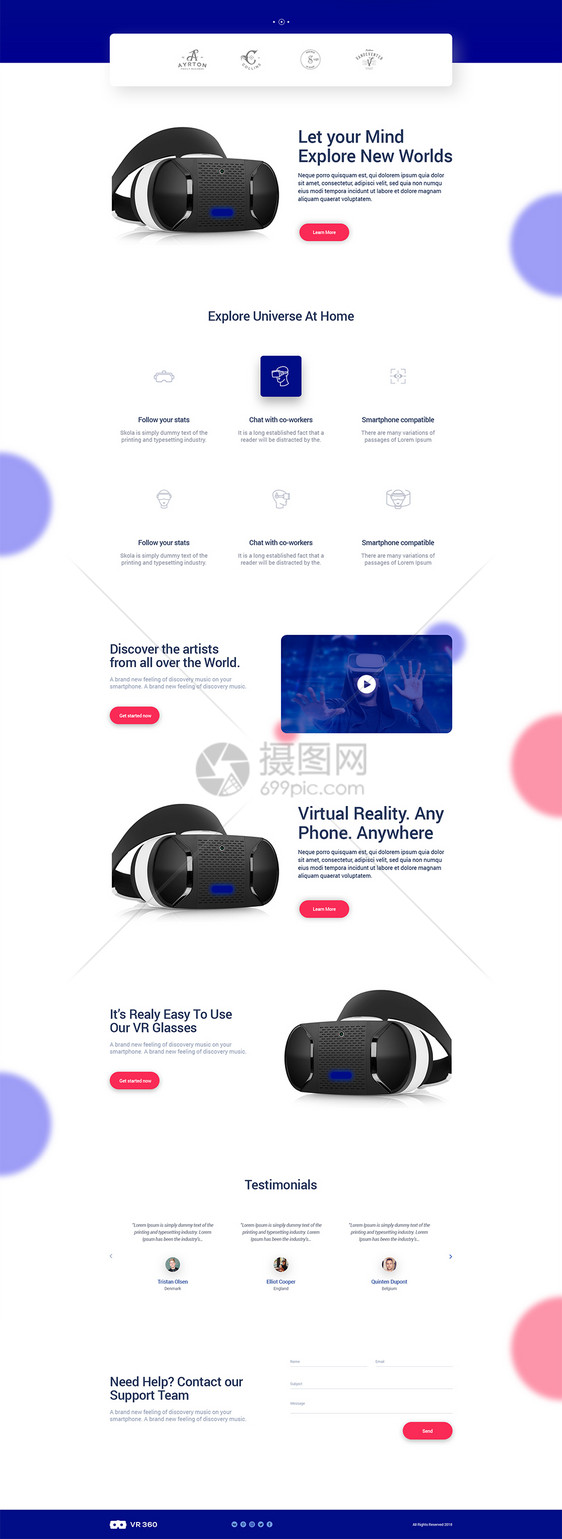 VR眼镜售卖电商平台网页设计图片