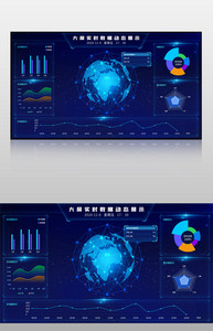 蓝色炫酷背景大数据可视化界面图片