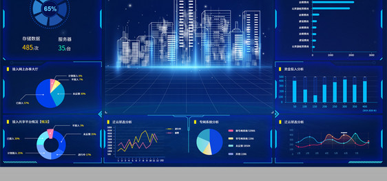 蓝色可视化大数据驾驶舱页面图片