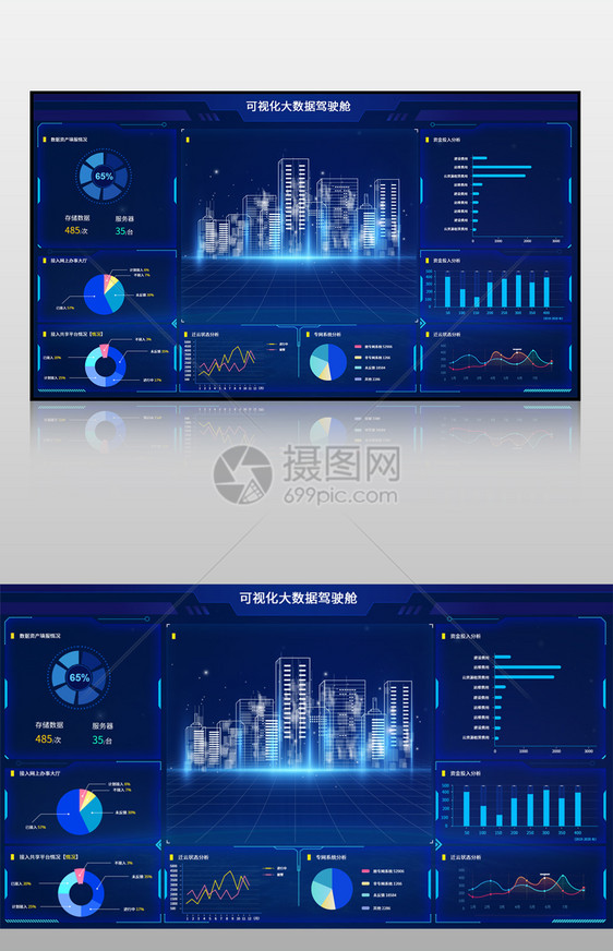 蓝色可视化大数据驾驶舱页面图片