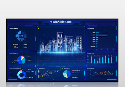 蓝色可视化大数据驾驶舱页面图片