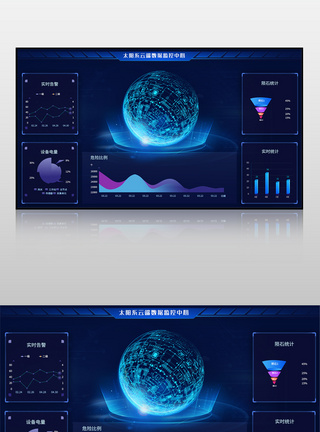 蓝色太阳系云端数据监控中心可视化界面图片