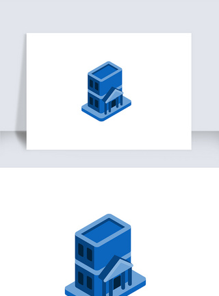 蓝色2.5立体公司楼建筑矢量icon图标图片