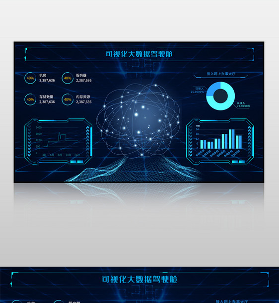 蓝色可视化大数据驾驶舱图片