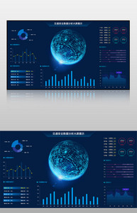 蓝色交通安全数据分析大屏界面图片