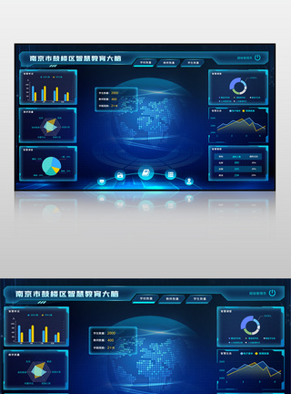 蓝色酷炫智慧教育大脑可视化界面模板