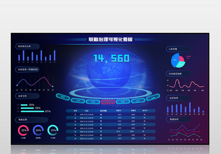 蓝色科技大数据可视化界面图片