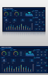 蓝色我图网公司运行驾驶舱可视化界面图片