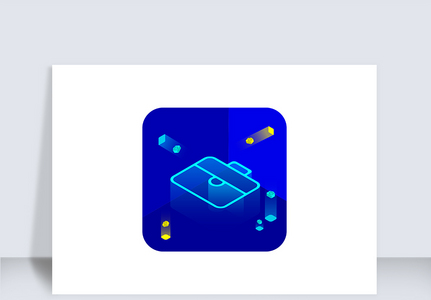蓝色科技感2.5D文件夹icon矢量图标图片