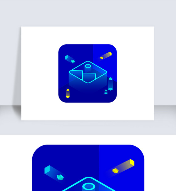 蓝色科技感2.5D图片icon图标图片