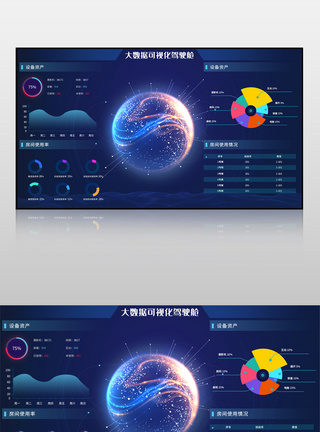 蓝色大数据可视化驾驶舱可视化界面图片