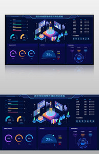 蓝色传统可视化看板大屏图片
