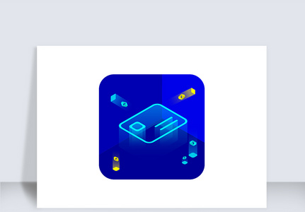 蓝色科技感2.5D银行卡图标icon图片