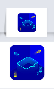 蓝色科技感2.5D短信icon图标图片