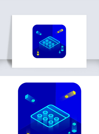 蓝色科技感2.5D计算机图标icon图片