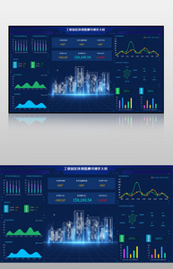蓝色工业园区环境可视化大屏界面图片