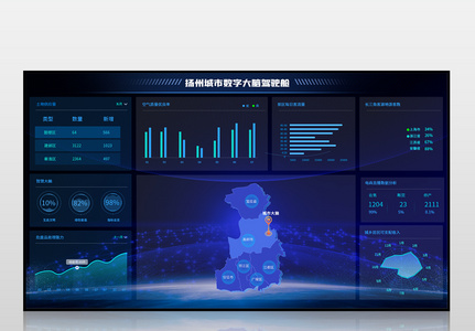 深蓝色城市大佬可视化界面图片