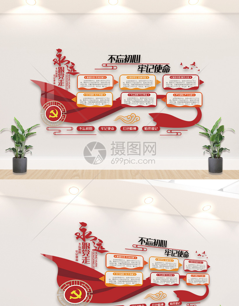 永远跟党走内容知识文化墙设计