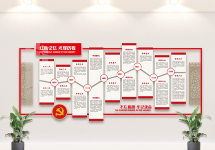 红色记忆光辉历程党建文化墙图片