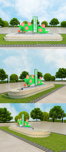 大气立体绿水青山环保雕塑模版图片