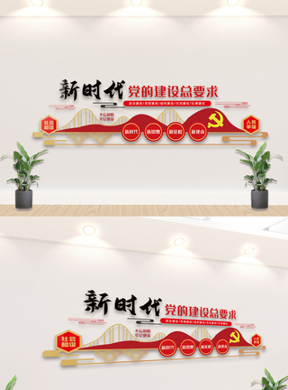 党建中国梦新时代党的建设总要求文化墙模板