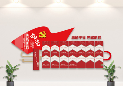 中国共产党光辉历程内容文化墙设计模板图片
