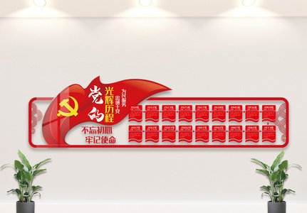 中国风共产党光辉历程文化墙高清图片