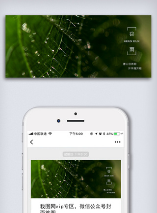 创意中国风二十四节气谷雨手机微信首图海报图片