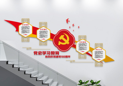 学习党史基层楼梯文化墙图片