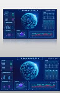蓝色南京市能源供热分析大屏图片