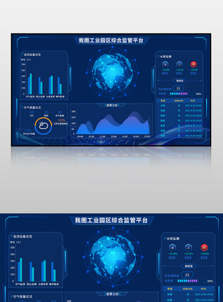 数据分析图表蓝色我图工业园区综合监管平台模板