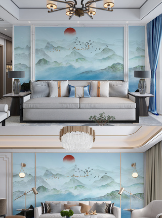中国山水背景墙图片