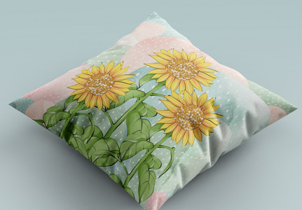 向日葵抱枕生活用品长沙发高清图片